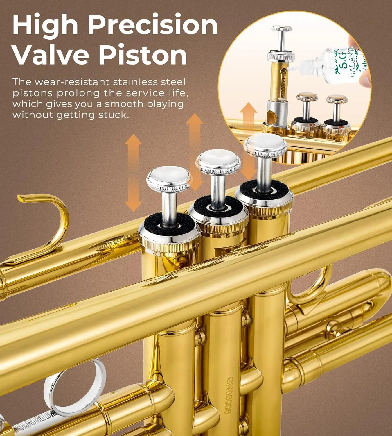 Bb Trumpet Brass Standard Gold Trumpet Instrument for Student School Band Orchestra Adult Kid Beginner with Hard Case, St