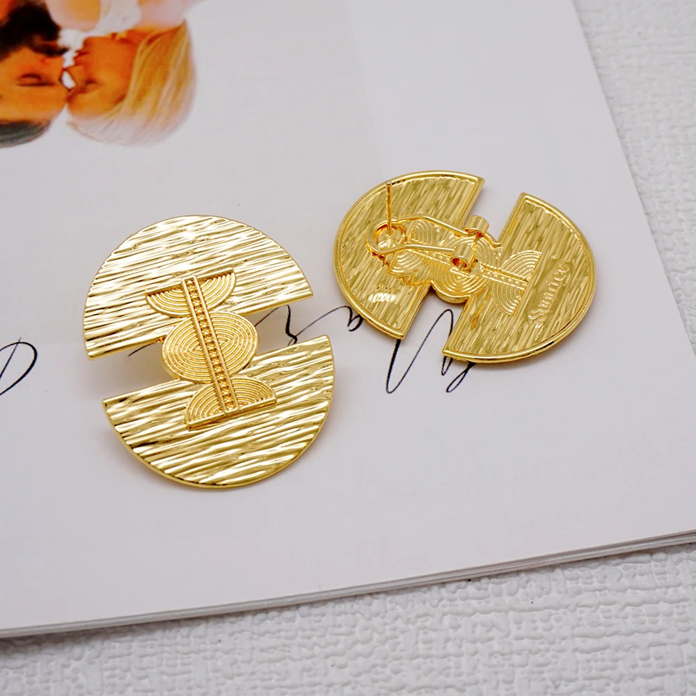 Fashion Copper Drop Earrings For Women Dubai Gold Color Irregular Clip Earings & Finger Ring African Ethiopian Jewelry Set Gift