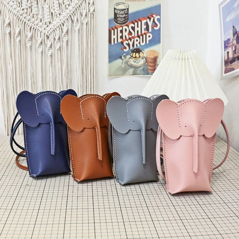 

Summer Cute Elephant Phone Bag Solid Fresh Shoulder Bag Mini Crossbody Zero Wallet Handsewn Bag Female Shopper Purses