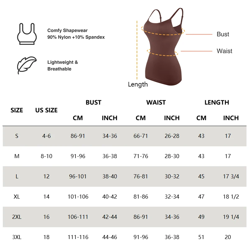Crew Neck Compression Cami Tummy and Waist Control Body Shapewear Camisole Summer Tops 3XL body shaper
