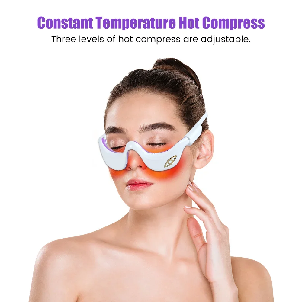 Under Eyes Red Light Therapy Massager Glasses,Microcurrent Eye Beauty Device Eyes Bag Remove Reduce Dark Circles Puffiness
