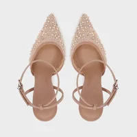 Luxury Bling String Bead Mesh Designer Pumps Women Sexy Pointed Toe Ankle Strap High Heels Elegant Party Wedding Heeled Sandals - Image 5