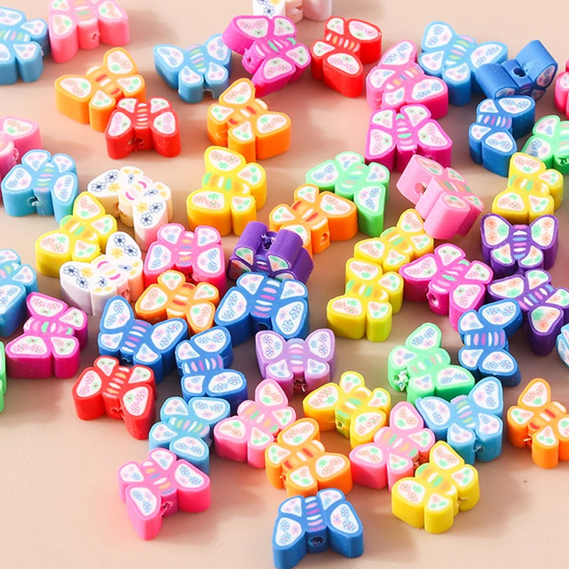 

30/50/100pcs Mini Animal Polymer Clay Charm Beads Butterfly Spacer Beads for Jewelry Making Diy Bracelet Necklace Accessories