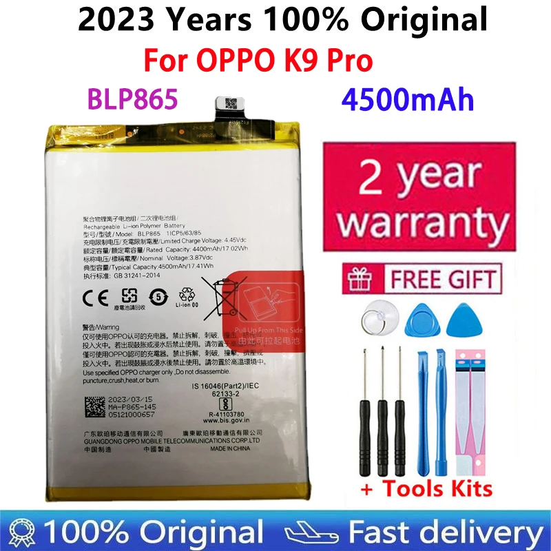 

100% Original New 4500mAh BLP865 Battery For OPPO K9Pro K9 Pro BLP865 Mobile Phone Batteries