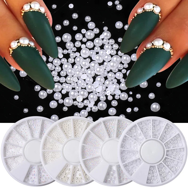 New Half Pearl Flower Shape Mix Colors White Ivory Color Imitation Pearls  Flatback For Nail Art DIY Decorations Accessories - AliExpress