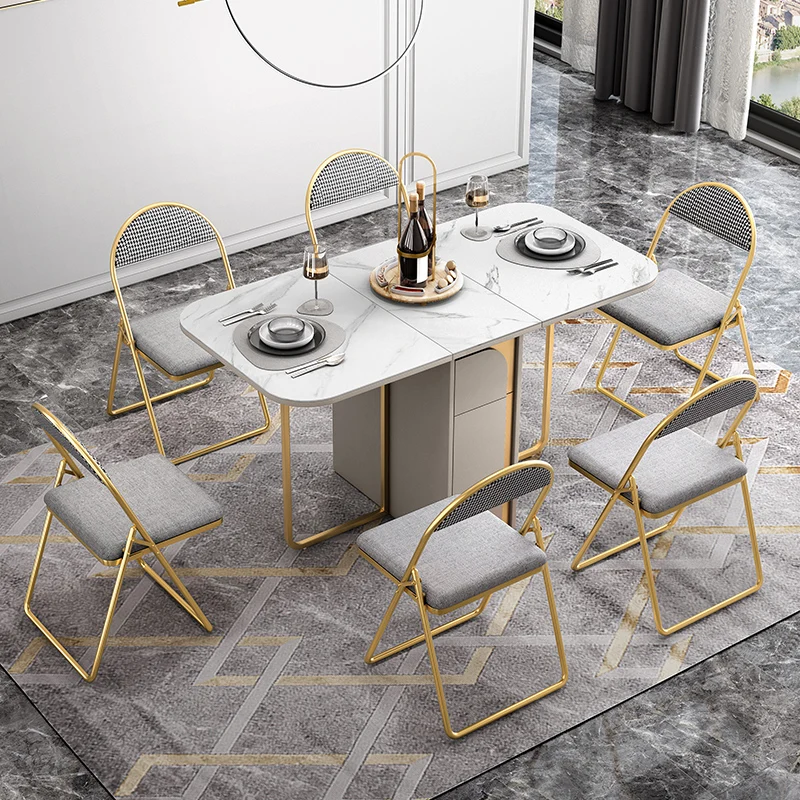 

Minimalist Slate Dining Table Folding Retro Nordic Design Coffee Tables Modern Golden Mesa Comedor Meuble Furniture YX50CZ