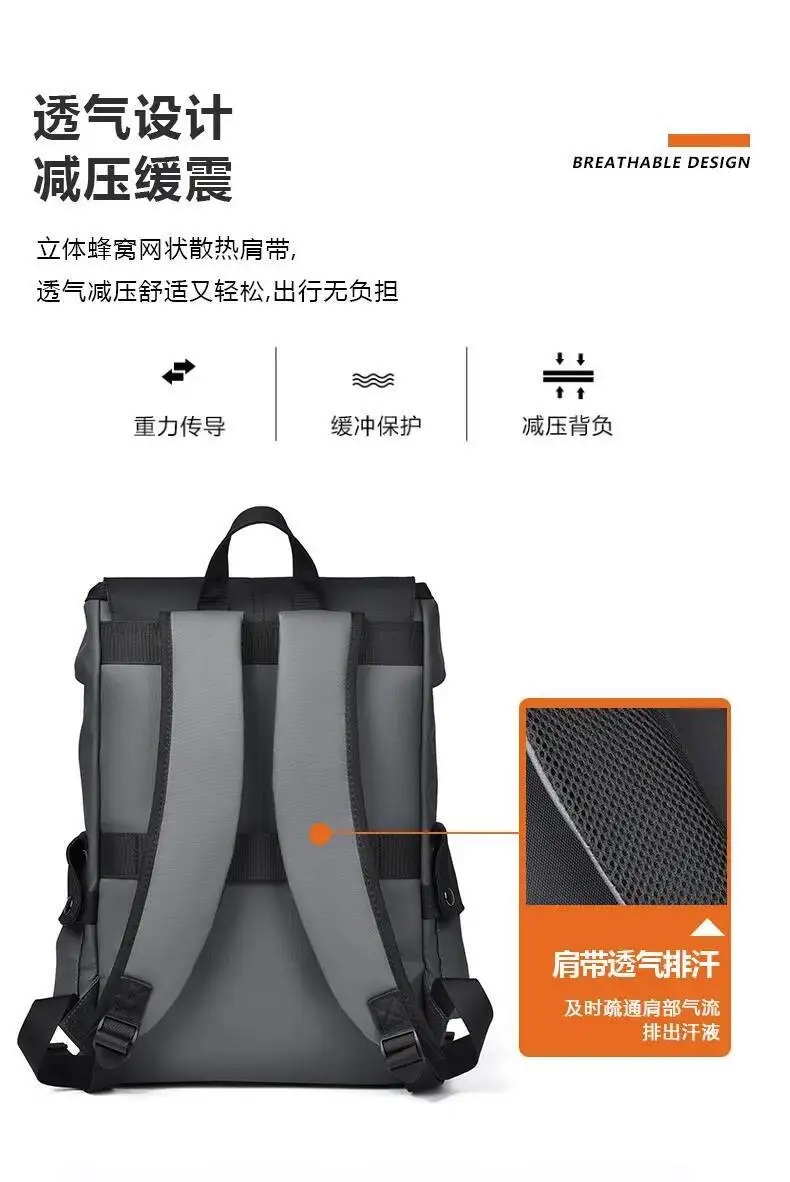 Große Kapazität Reise Laptop Tasche Arbeit Utility Tasche Trendy PU Leder Doppel Schulter Taschen Neueste herren Business Rucksack – Detail 12