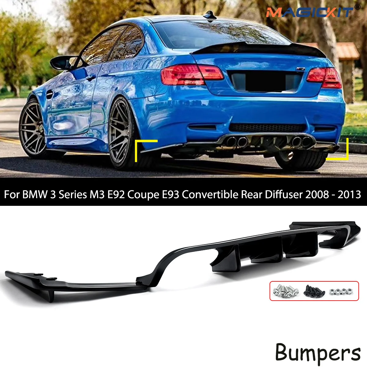 E93 Rear Diffuser Magickit For BMW 3 Series E92 Coupe E93 Convertible M3 2008 - 2013 Rear ...