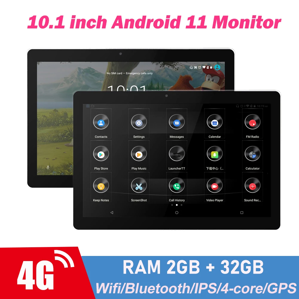 

10.1 inch Android Car Headrest Monitor RAM 2GB 1080P video IPS Touch Screen 4G WIFI/Bluetooth/USB/SD/FM MP5 Video Player with DC