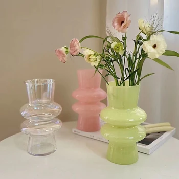 Glass Flower Vase Creative Vase Decorative Hydroponic Flower Container Nordic Style Flower Vases Desktop Flower Bottle Decor 3