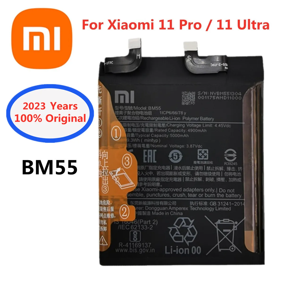 

100% Original BM55 Xiaomi Mobile Phone Battery For Xiaomi Mi 11 pro 11pro 11 Ultra High capacity 5000mAh Replacement Battries