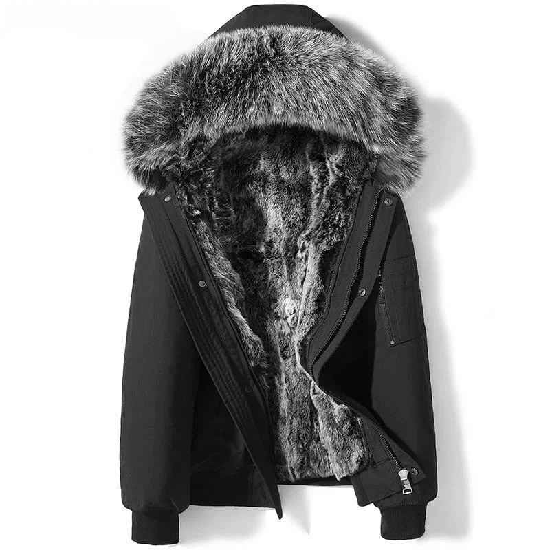 

Parka Winter Man Jacket Thick Jackets for Men Genuine Rabbit Fur Coat Hooded Clothes 5XL Chaqueta De Los Hombres LXR818