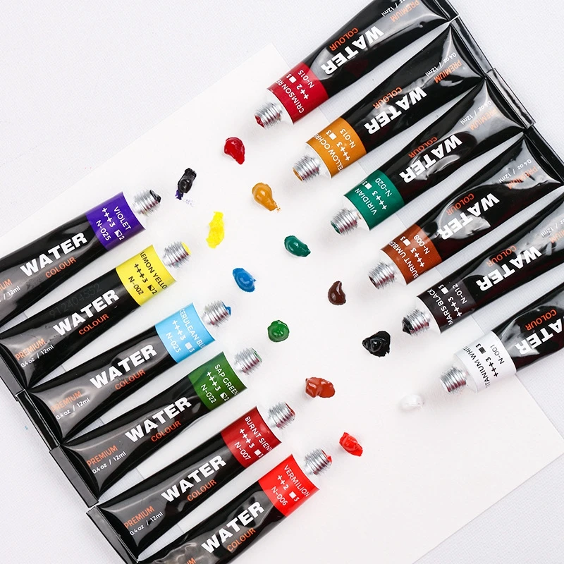 Haile 12 색 세트, 고품질 구아슈 페인트 페인팅, 전문 세척 가능 수채화, 12ML 학생 시험 화가, 미술 용품