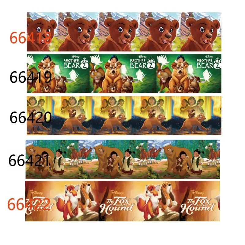 

5Yards Disney Brother Bear the Fox and the Hound Cartoon Ribbons Printed Grosgrain Ribbon for Hairbows DIY Sewing Accessories