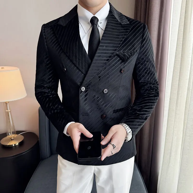 Heren casual linnen blazer slim fit jas 2 knopen bruiloft prom blazer
