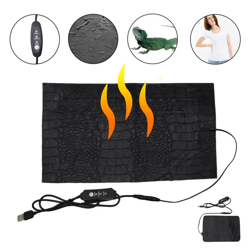 USB Pet Heating Pad Terrarium Reptile Heat Mat 3 Gear Electric Blanket Heater Adjustable Portable Reptile Heating Pad