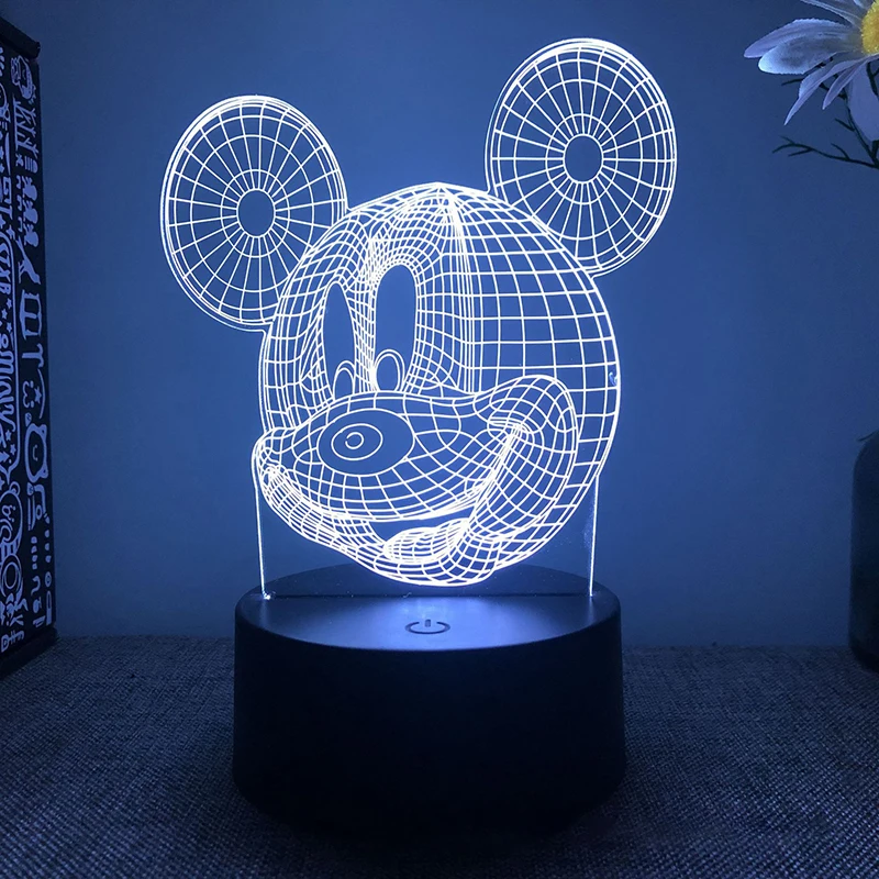 Disney 3D Mickey Mouse Night Light Bedroom Decoration LED Lights Toys