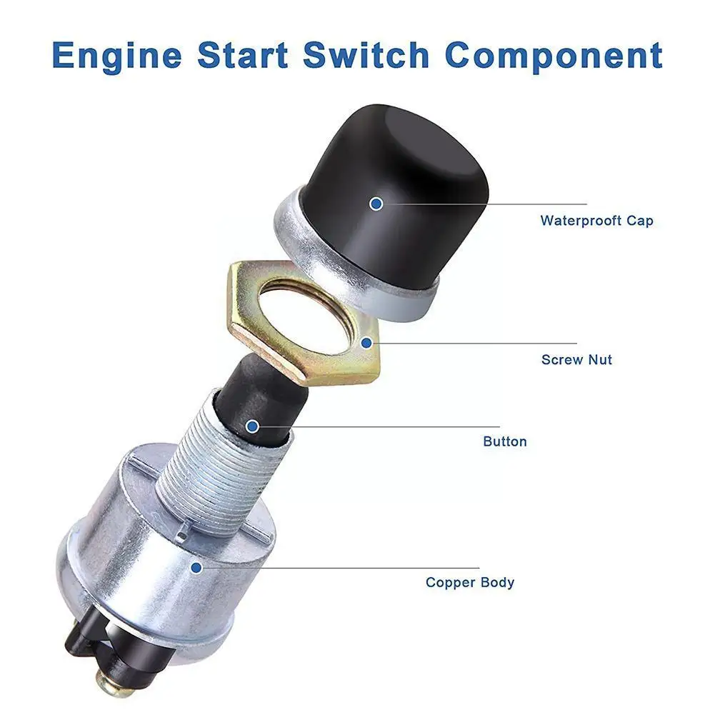 1pc Ignition Starter 60A DC 12V 24V Truck Engine Start Boat Push Waterproof Horn Car Button Replacement Start N4O0 3