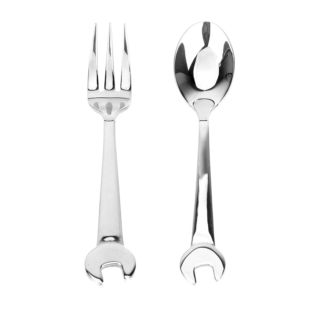 Portable Cutlery Wrench Spoon Fork Spanner Shape Stainless Steel Camping Kitchen Tools