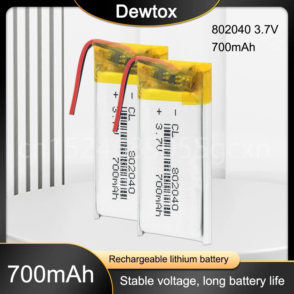 Batería recargable de polímero de litio para coche, dispositivo de 3,7 V, 802040 mah, para MP3, MP4, GPS, grabadora, Auriculares Bluetooth, baterías