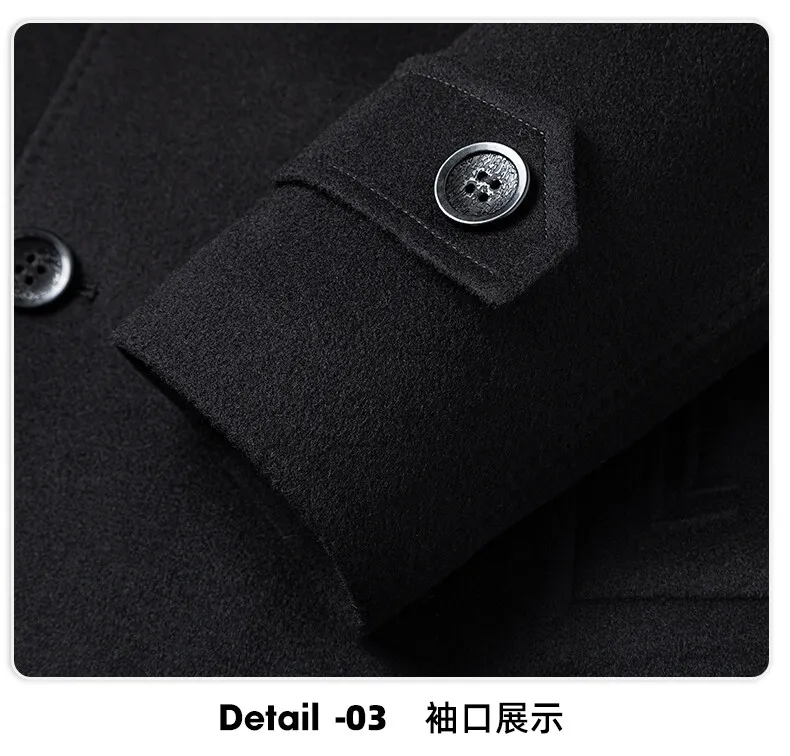 Lässige Herren-Wollmäntel aus verdickter Gänsedaunen, 2025, Winter, warm, Windjacke, Pufferjacken, Oberbekleidung, solider Mantel aus 100 % Wolle – Detail 15