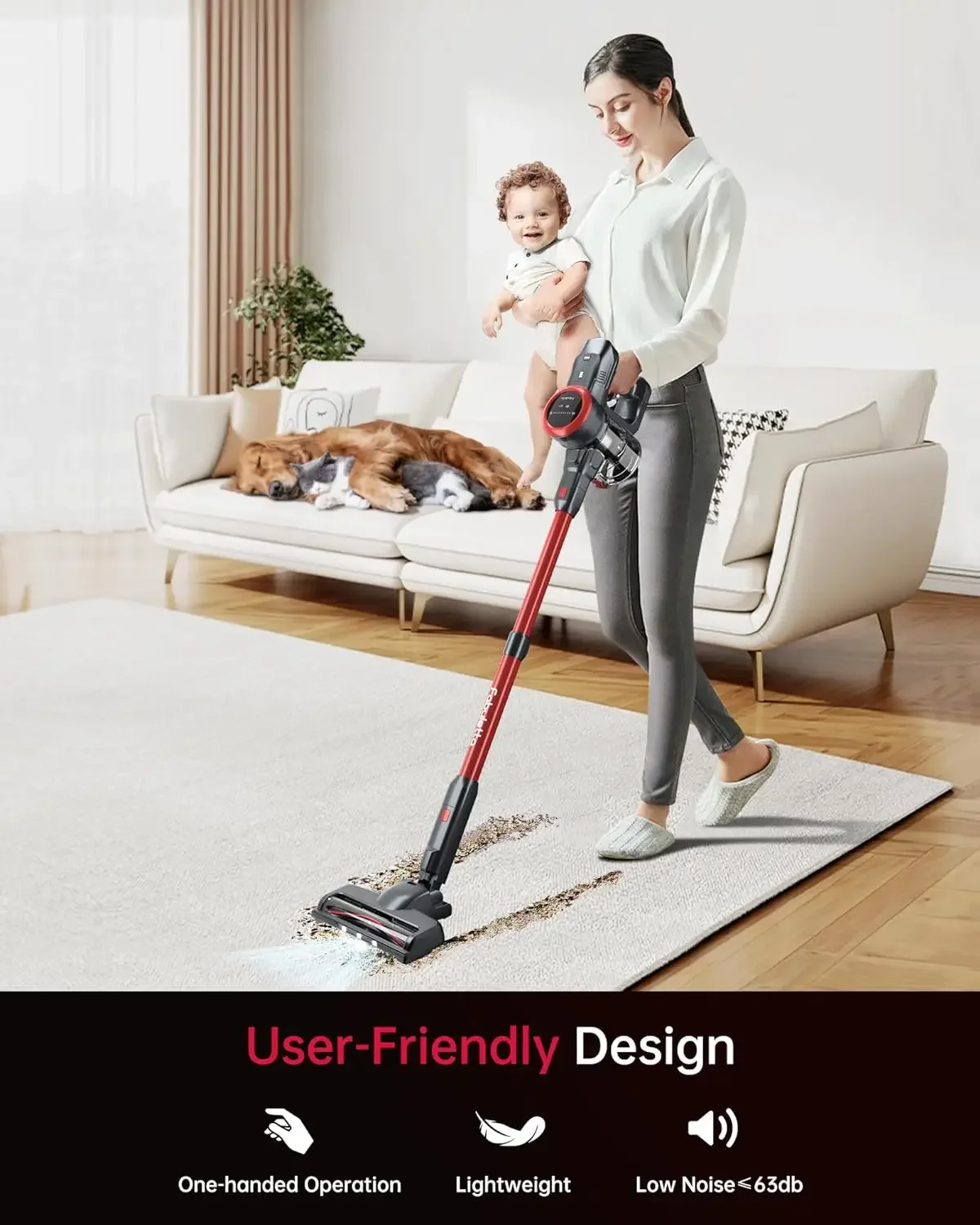 

Cordless Vacuum Cleaner, Powerful Suction Lightweight Stick Vacuum Cleaner with Brushless Motor, Great for Pet Hair Vacuum