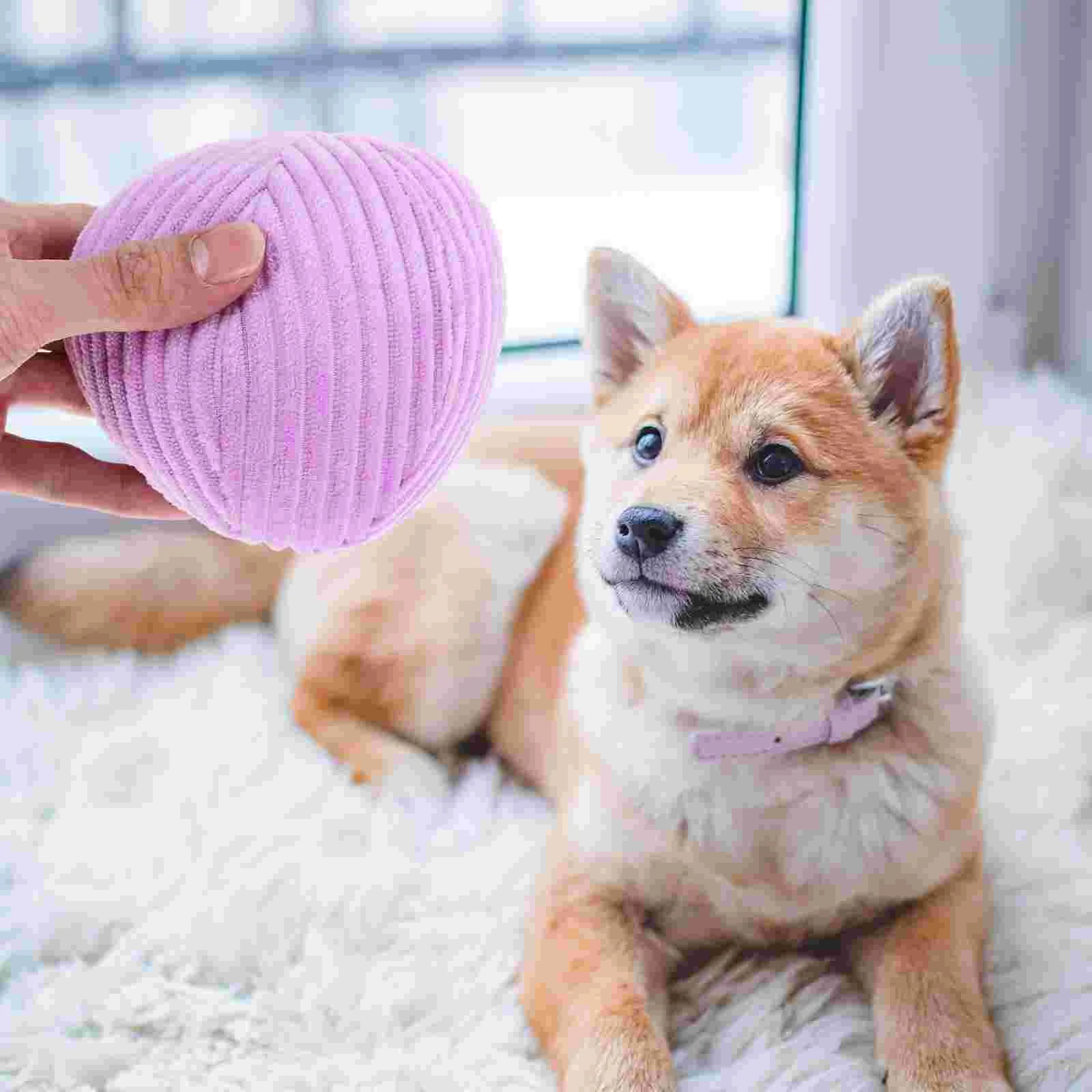

Stuffed Dog Molar Ball Plaything Dog Chewing Toy Plush Ball Shape Squeaky Toy