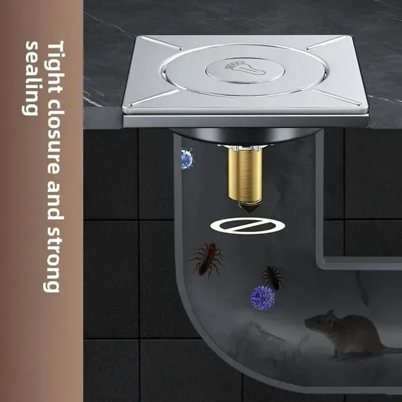 Shower Drain Plug Bathroom Drain Stopper Pop up Square Drain Strainer Tub Hair Catcher