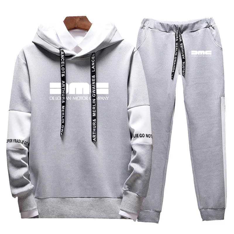 2023 new men's Delorean Motor Company printed fashion tricolor hooded comfortable Harajuku high-quality leisure sweatpants suit.