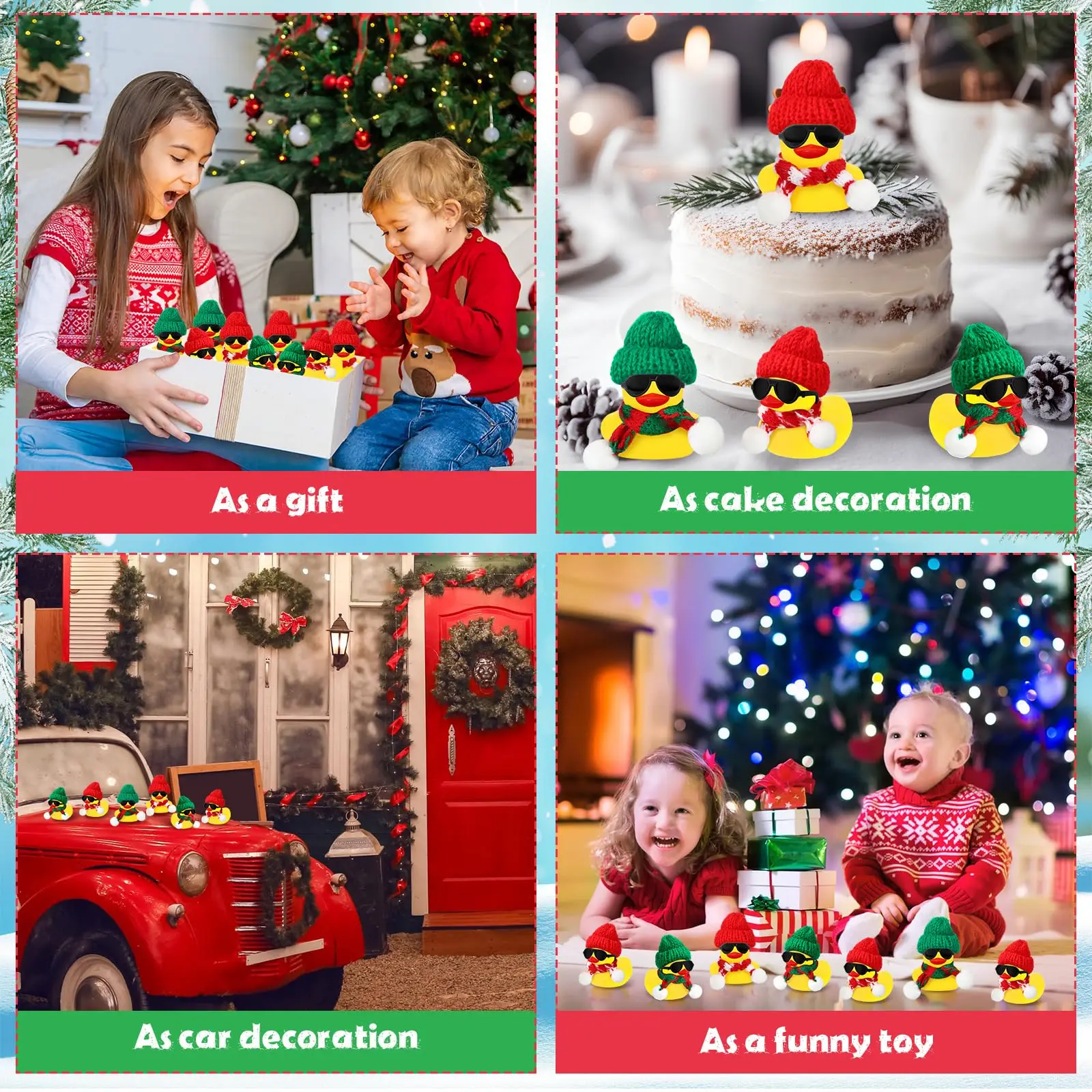 12/24/48 Set Christmas Rubber Ducks Showers Accessories Jeep Toys for Kids Christmas Party Favors 5