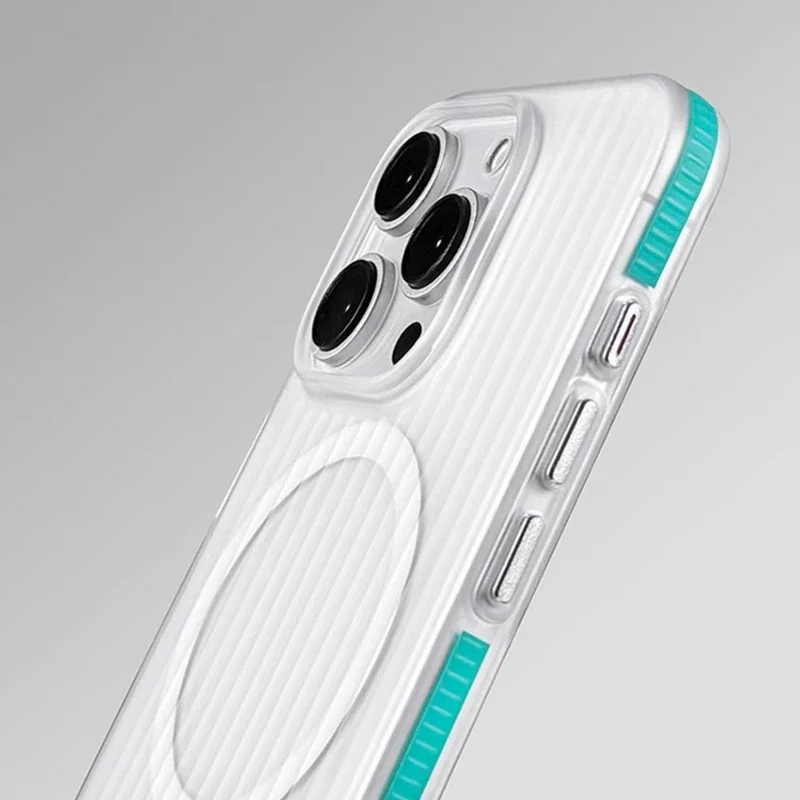Geometric 3D Stripes Wireless Charging Phone Case with Anti-Fall Bumper and Frosted Finish