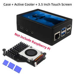 Sleek Black & Silver Raspberry Pi 5 ABS Case with Optional Cooling Fan & Screen Support (Black-Cooler-LCD)