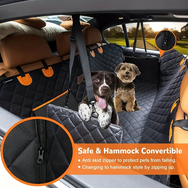 Dog Seat Cover Car Seat Cover for Pets 100%Waterproof Pet Seat Cover Hammock 600D Heavy Duty Scratch Proof Nonslip Durable Soft 3