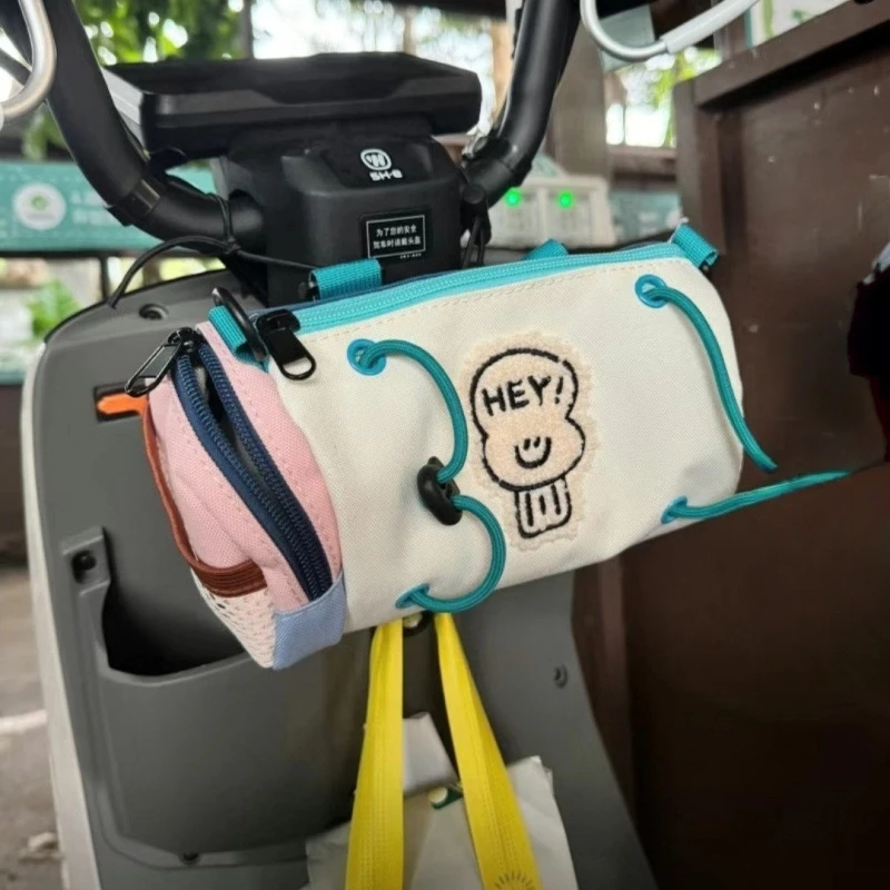 1pc New Cross-style Bicycle Backpack Cute Girl Shoulder Strap Handlebar Large Capacity Storage Bag for Outdoor Use