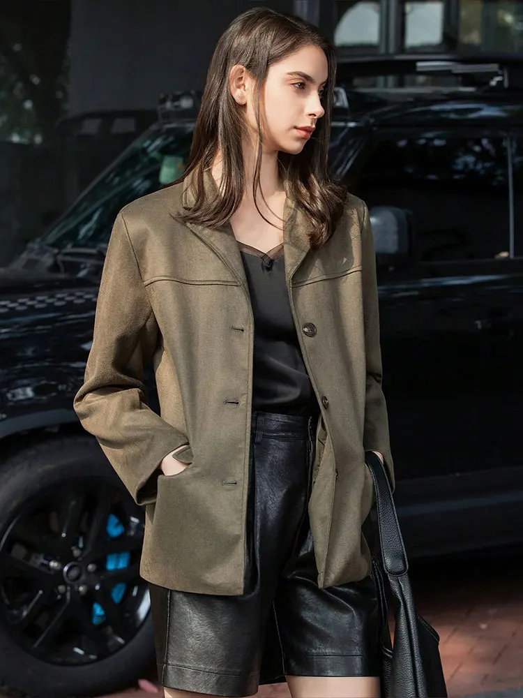 HH Autumn Jacket For Women Fashion Solid Suede Blazer Coat Long Sleeve Buttons Jackets Loose Casual Maternity Outfit Outwear