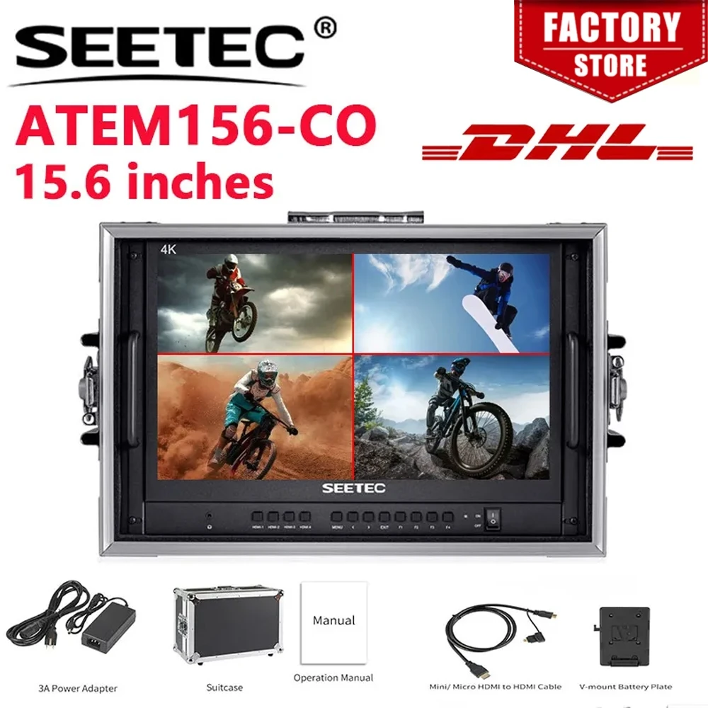 Seetec Atem156-Co 15.6 4K Hdmi Multiview Portatile Carry-On Streaming Live Monitor Direttore Di Trasmissione Per Atem Mini Mixer Pro