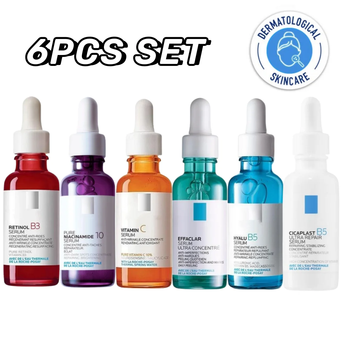 

6PCS Original Skin Care Serum Effaclar/Retinol B3/Vitamin C/Hyalu B5 Face Essence 30ml Whitening Moisturing Anti-aging Repair