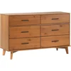 Modern Solid Pine Wood 6-Drawer Dresser with Metal Handles and Generous Storage Space, 52 Inch, Caramel Finish 2