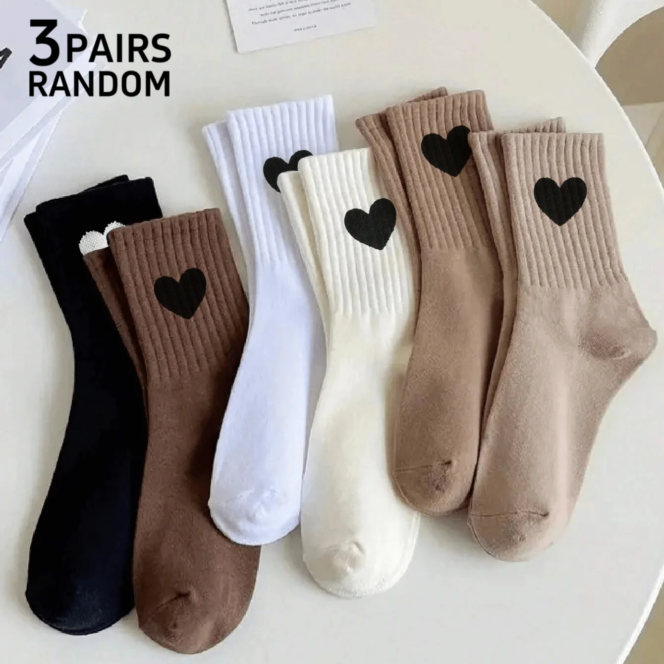 Women's Trendy Heart Crew Socks - Comfortable & Breathable Multi-Pack