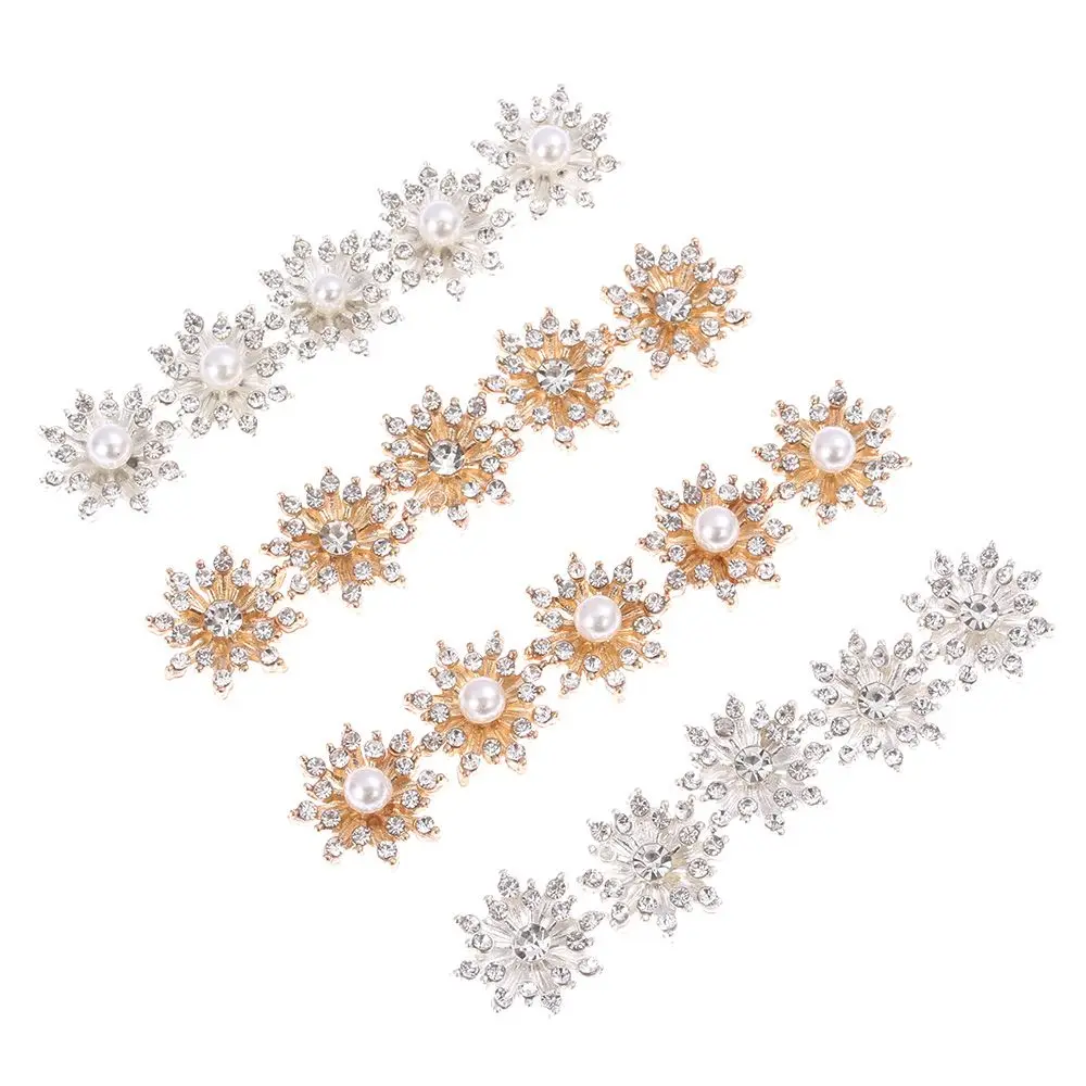 

10PCS 16MM Clothing Decoration Hairpin Accessories Flatback Snowflake Buttons Apparel Sewing Rhinestone Button Pearl Buckle