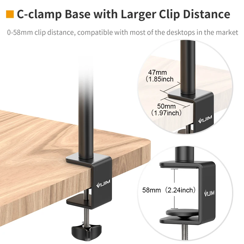 Light Stand VIJIM LS08 04 06 Desk Mount C-clamp Flexible Arm Extend With 360&deg; Ballhead Mic Ring Light Bracket