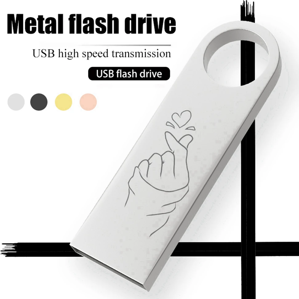 심장 패턴 금속 cle usb 플래시 드라이브 64 기가 바이트 Pendrive 32 기가 바이트 미니 방수 펜 드라이브 16 기가 바이트 8 기가 바이트 4 기가 바이트 usb 스틱 커플 선물