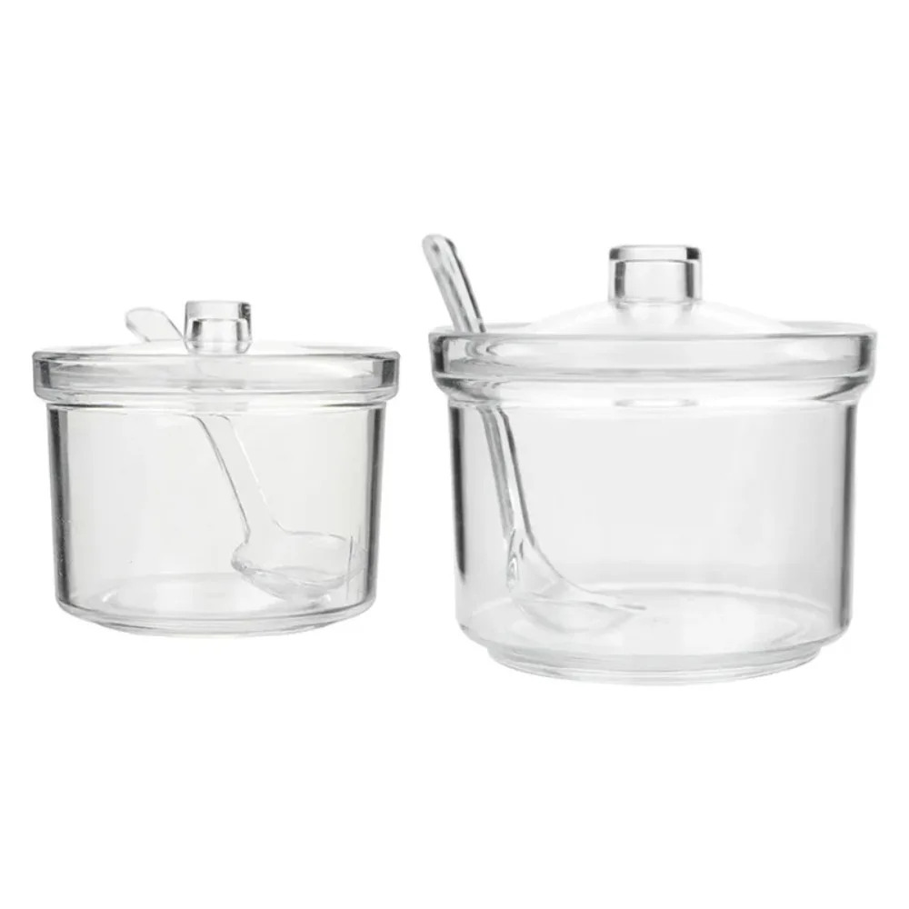 Acrylic Sugar Bowl Spice Jar 210/400ml With Spoon Lid Visible Anti-fall Seasoning Salt Shaker Pot Cans acrylic spice jar