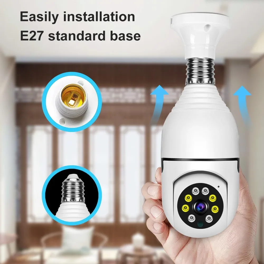 YIlot 2MP E27 Bulb Camera Wifi Surveillance Camera Night Vision Full Color Auto Rotating Wireless Surveillance Security Monitor 2