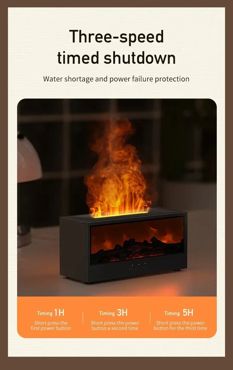3D Flame Aromatherapy Diffuser - Essential Oil Humidifier with Color Lighting  Remote Control