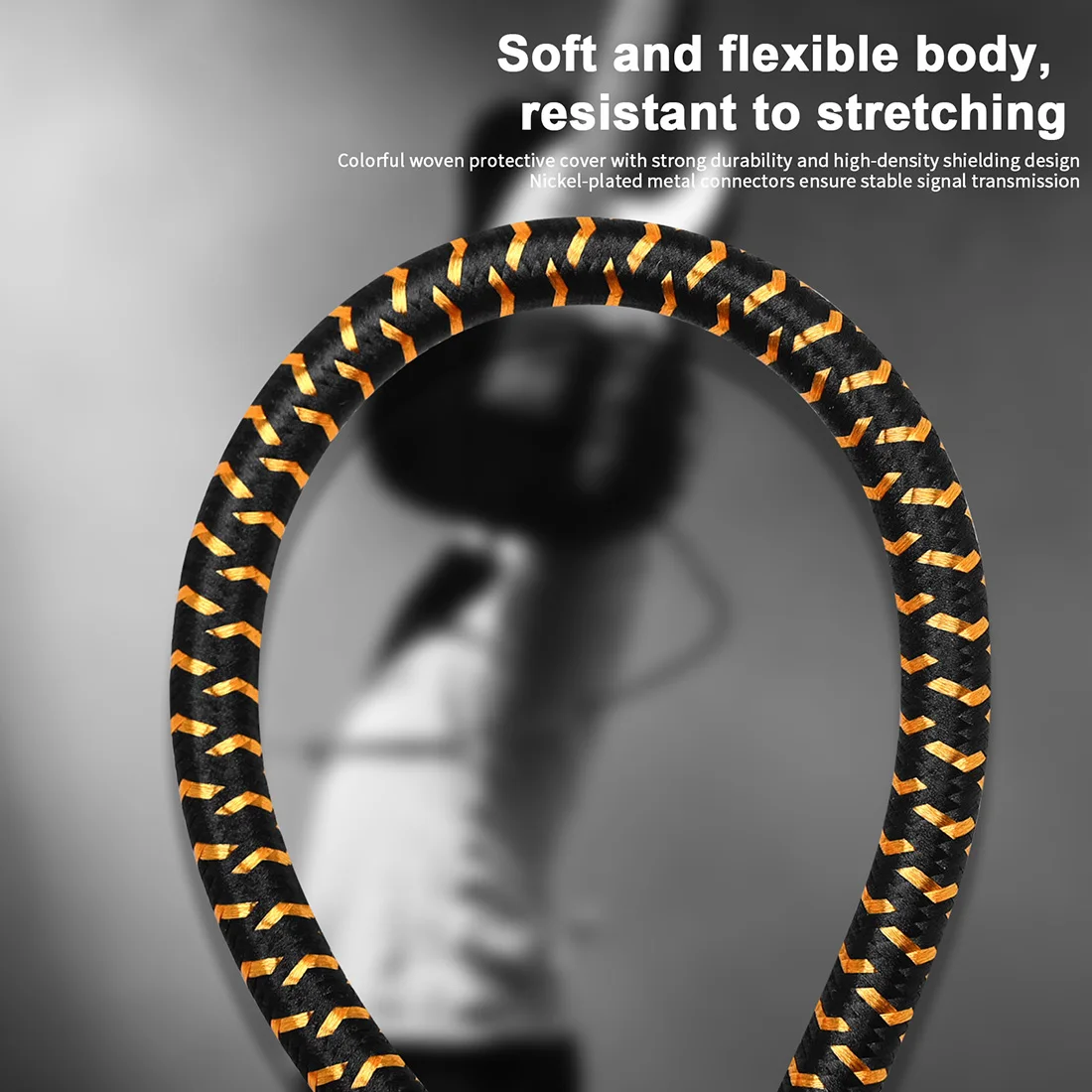 IRIN Braided Noise Reduction Guitar Cable with Double Straight Head Connector
