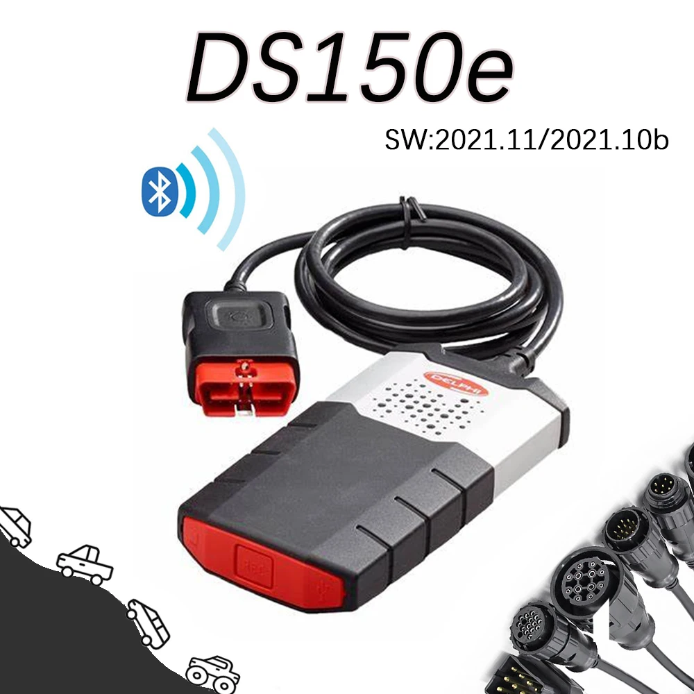 Автомобильный диагностический сканер DS150E delphis 2021.10b с автоматом keygen 2021,11, Bluetooth, инструмент для проверки Ds150 obd2 Автомобильный диагностический сканер DS150E delphis 2021.10b с автоматом keygen 2021,11, Bluetooth, инструмент для проверки Ds150 obd2