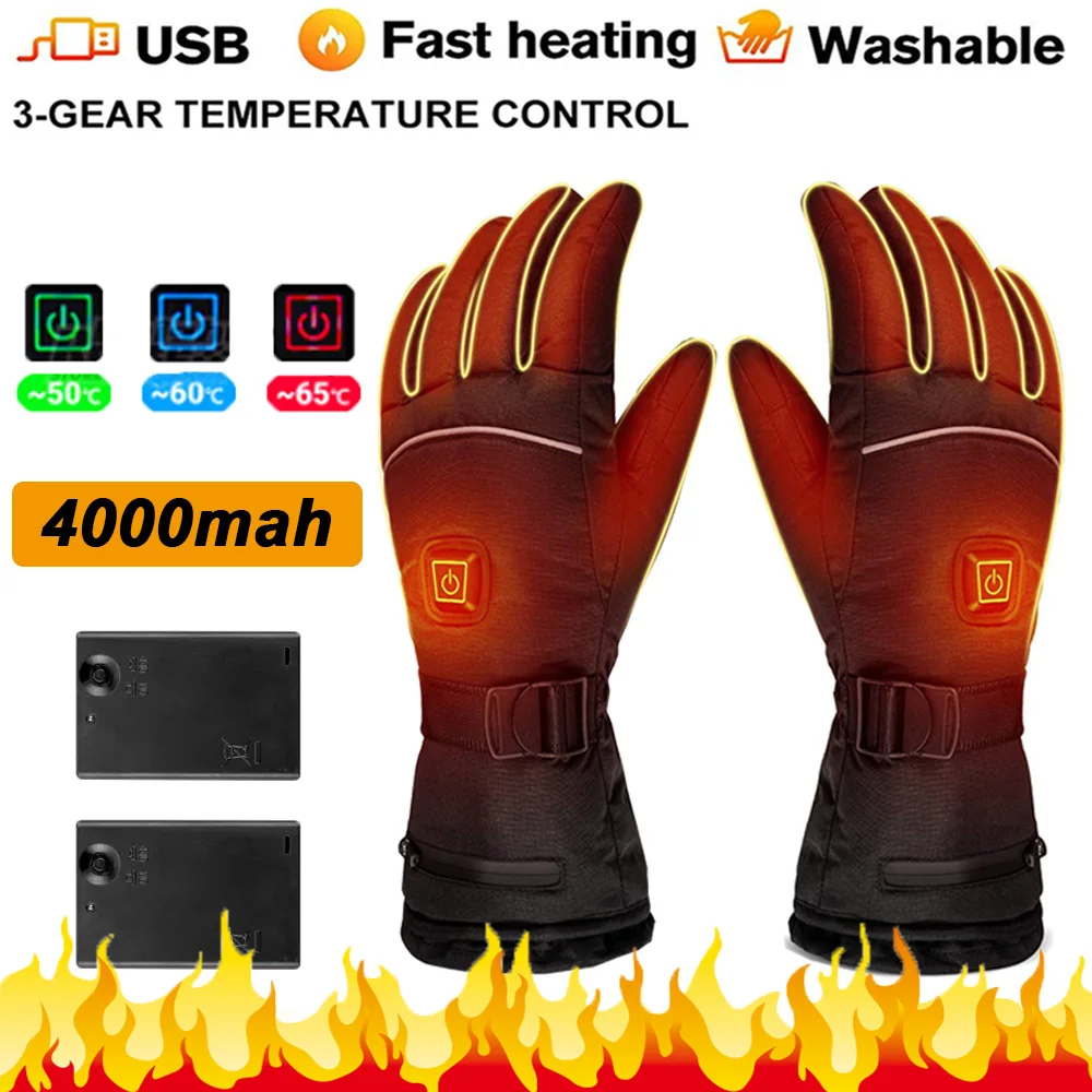 Winter ski Heated Gloves Motorcycle Electric Heated Gloves Warm Waterproof Rechargeable Heating Thermal Gloves For ski Gloves kids winter usb charging heated vest coat thermal electric heating waistcoat outdoor sports soft heated clothing