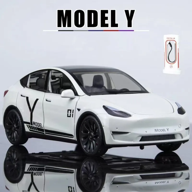 

1:24 Tesla модель Y SUV модель автомобиля из сплава литая металлическая Игрушечная модель автомобиля Модель имитации звука и фотоколлекции детских подарков