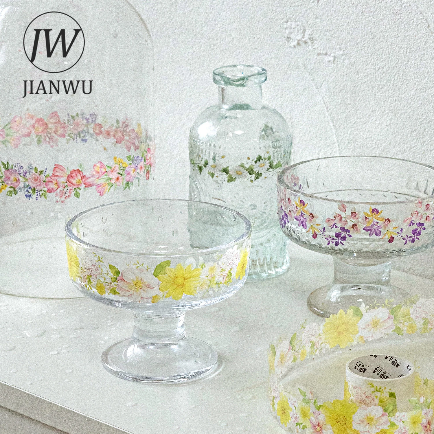 JIANWU Blooming Sprawl 시리즈 빈티지 꽃 풍경 소재 콜라주 스크랩북 PET 테이프 크리 에이 티브 DIY 저널 문구